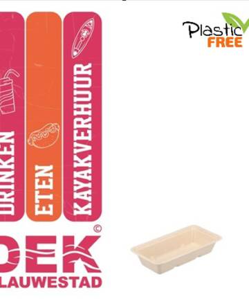 BIO Suikerriet Kroketbakje A5 Bruin disposable wegwerp snack kroketbakje DEK Blauwestad Oldambt Groningen Nederland Plastic Free