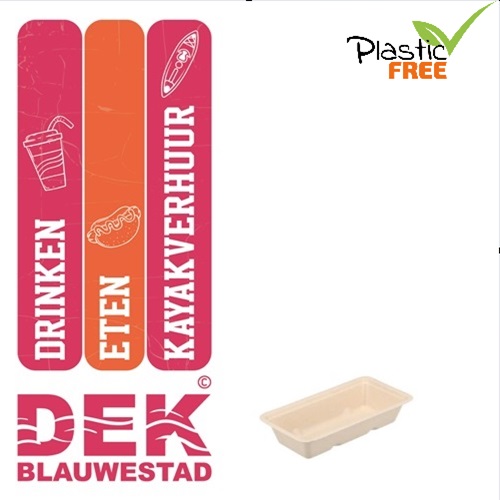 BIO Suikerriet Kroketbakje A5 Bruin disposable wegwerp snack kroketbakje DEK Blauwestad Oldambt Groningen Nederland Plastic Free