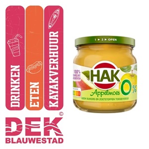 Hak Appelmoes 0% 190 g geen suikers geen zoetstof toegevoegd kopen bij DEK Blauwestad