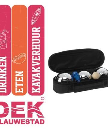 Jeu de boules 3 ballen1 kleine balletje spel set huren verhuur Oldambt Groningen Nederland DEK Blauwestad kayakverhuur