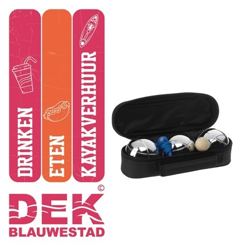 Jeu de boules 3 ballen1 kleine balletje spel set huren verhuur Oldambt Groningen Nederland DEK Blauwestad kayakverhuur