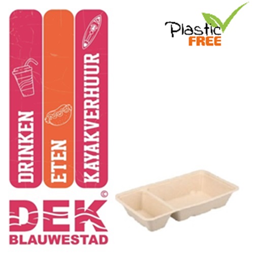 Suikerriet Patatbakjes Bagasse Frietbak A9+1 Bruin A22 krimp kopen DEK Blauwestad Oldambt Groningen Nederland Plastic Free verbruiksartikel frietbak patatbak